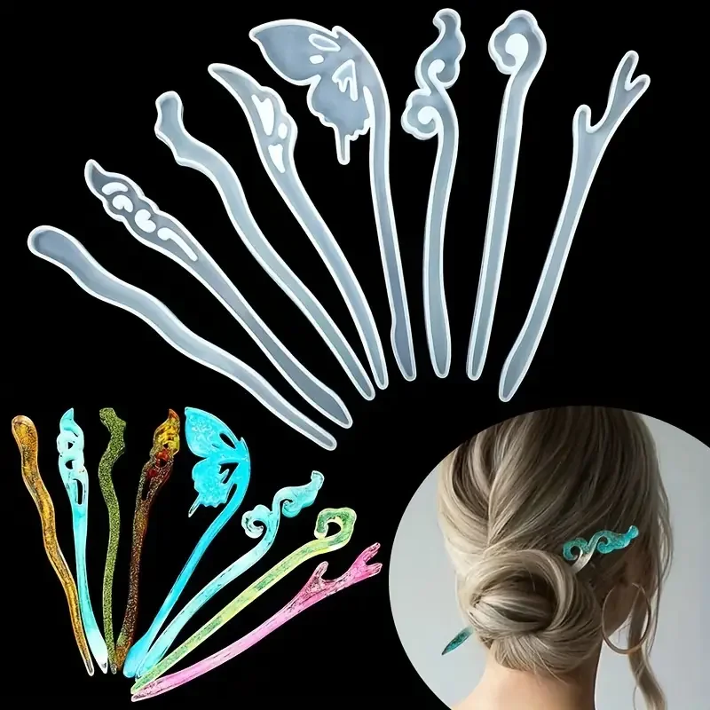 

Силиконовая форма для шпильки, форма для шпильки, форма для зажима для ювелирных изделий, принадлежности для производства шпилек своими руками (набор из 8 шт.)