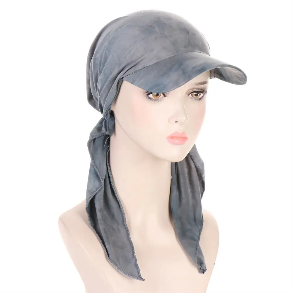 Breathable Long Tail Pirate Hat Quick Dry Solid Color Banded Headscarf Hat Dustproof Versatile Hip Hop Headband Hat Cycling