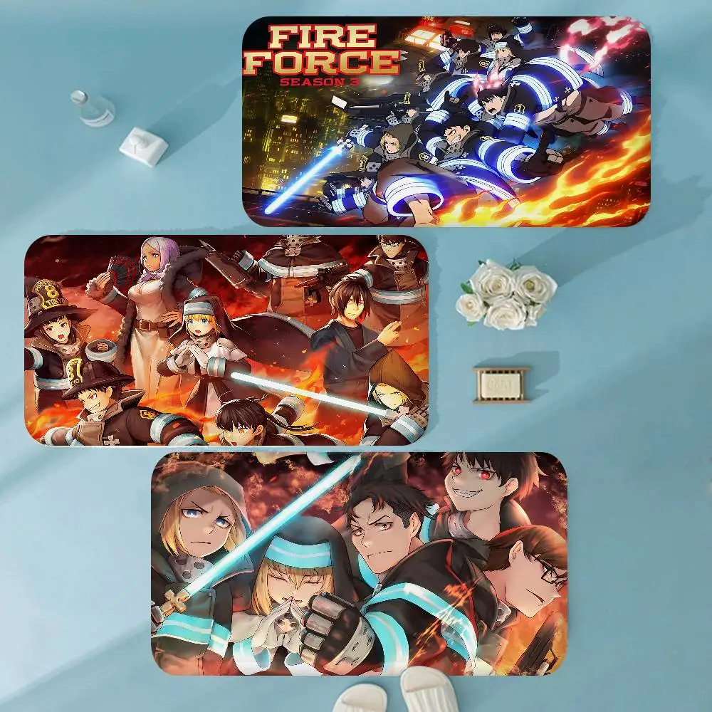Fire Force Cartoon Floor Carpet Nordic Style Home Doormat Bathroom-Toilet Mats Bedroom Bedside Mats