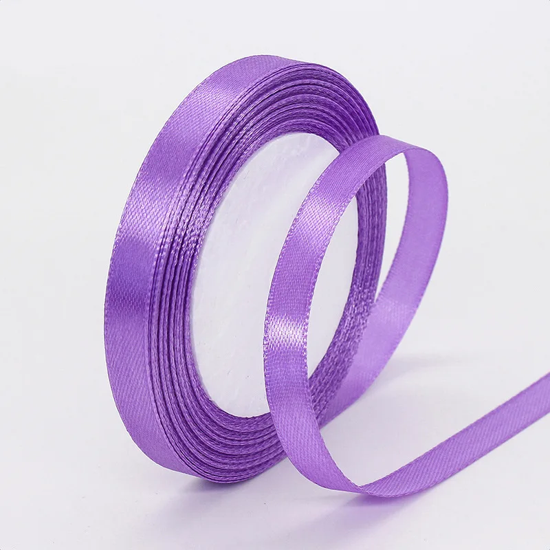 보라색 새틴 리본 6-10-15-20-25-40-50mm DIY 수제 의류 바느질 재료 선물 포장 테이프 크리스마스 파티 장식