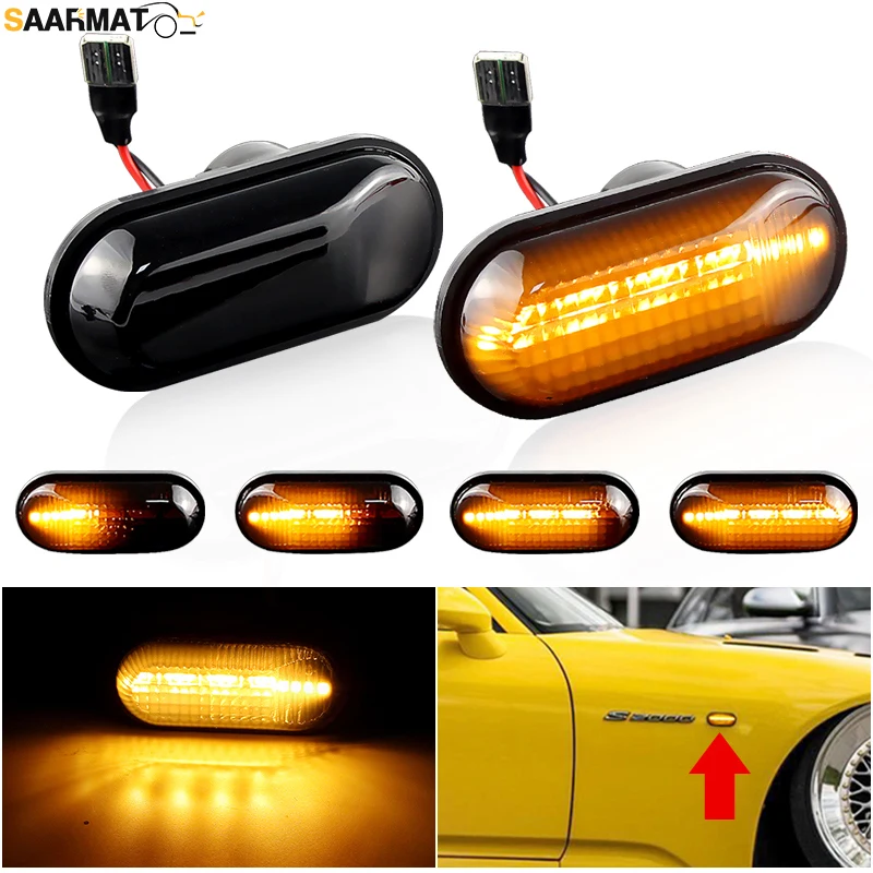 2pcs Dynamic LED Side Marker Lights Turn Signal Car Accessories For Honda Prelude CRX S2000 Integra Fit Del Sol Acura Civic