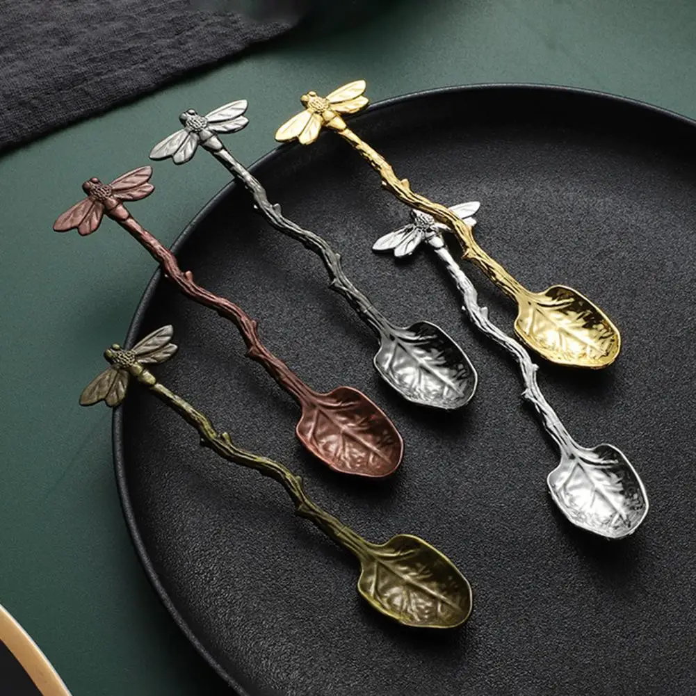 Nice-looking Tea Spoon Plating Surface Honey Scoop Long Handle Food Grade Coffee Spoon  Stir