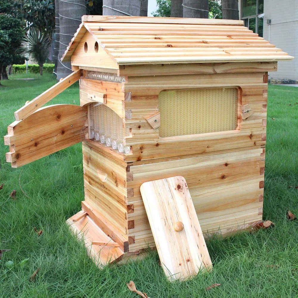 

Golden Palace Bee Hive, Beehive with 7pcs Auto Super Frames, Bee House with 1pcs Super Boxes, 1pcs Brood Boxes(No Brood Frames)