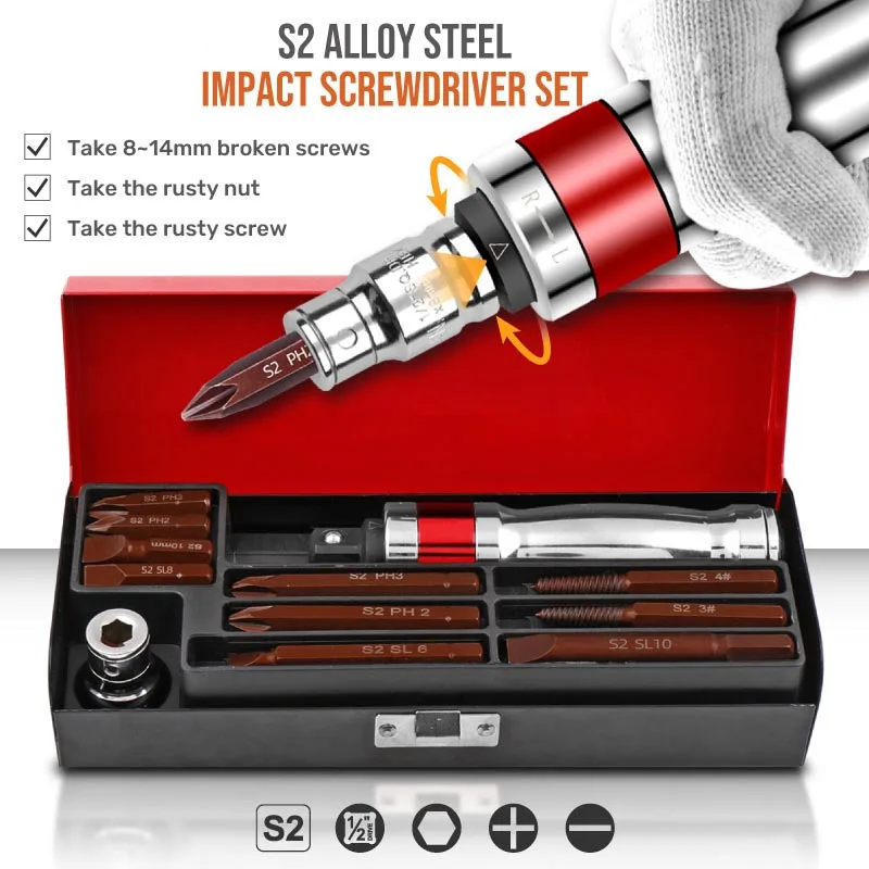 Professional Manual Screwdriver Household Cordless Screwdriver  DIY Impact Screwdriver Kit Nut Strike Impact Driver Tools