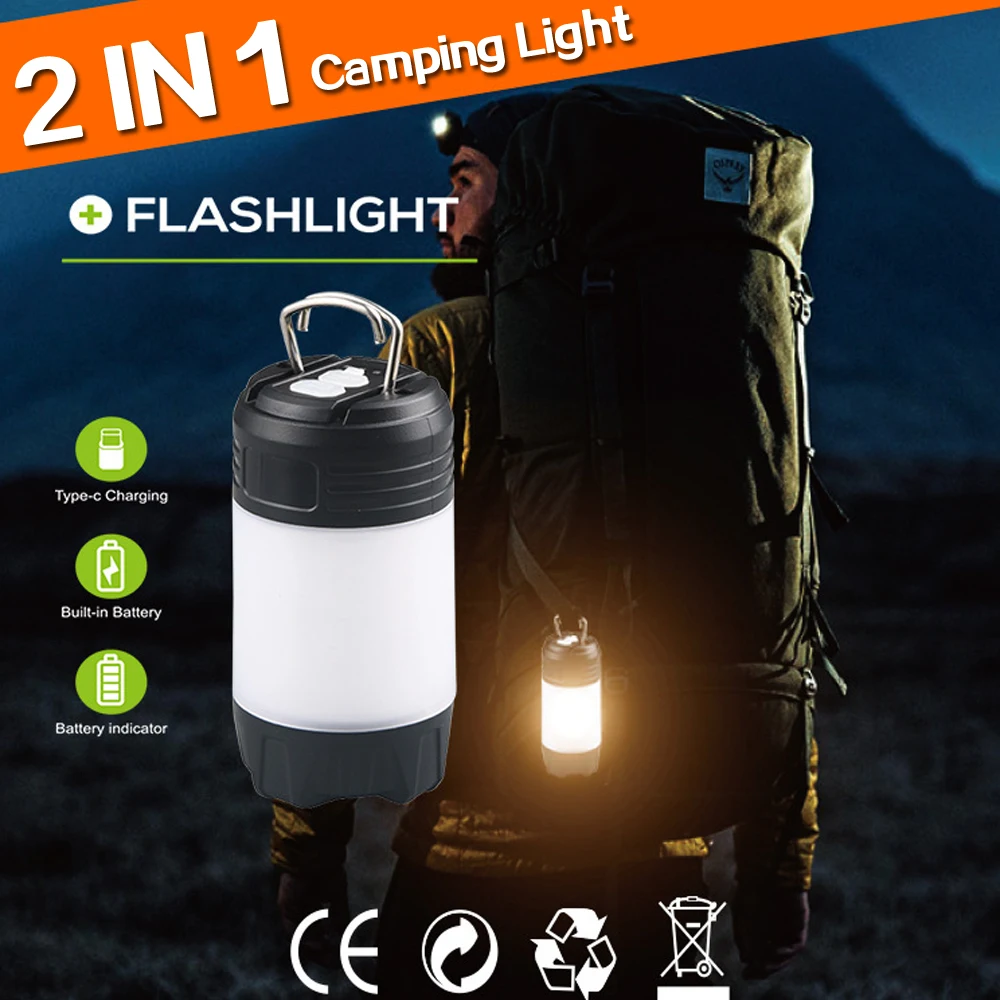 Ultra Bright LED Camping Lantern 4 Light Modes IPX4 Waterproof Portable Flashlight Camping Light Rechargeable Tent Light