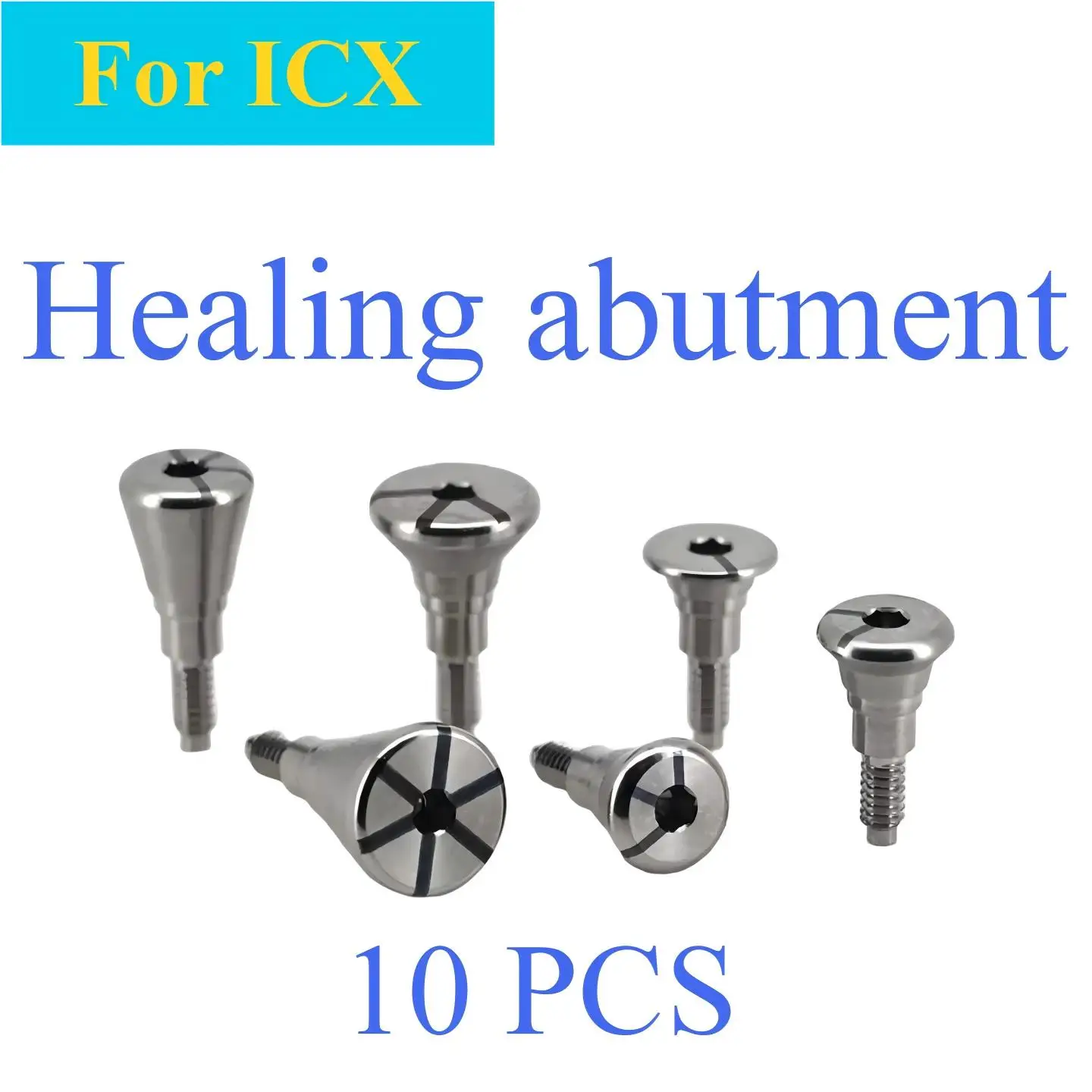 10Pcs Dental Implant Titanium Healing Abutment Fit ICX Internal Hex Conical Gingival Former Emergence Profile Restorations Tools