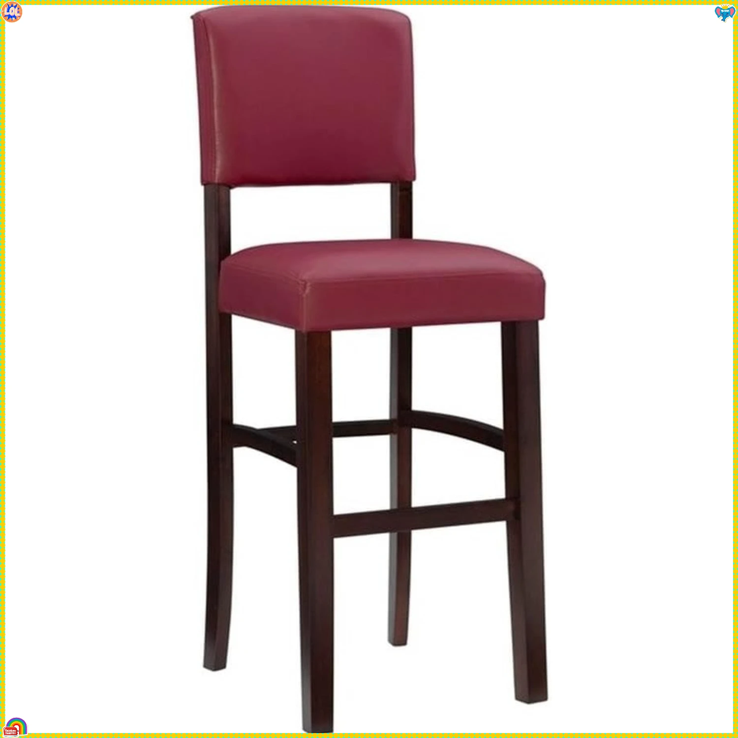 Tamborete de bar giratório Monaco de 30", banco de altura de balcão de couro PU vermelho escuro para ilha de cozinha, bar e pub doméstico