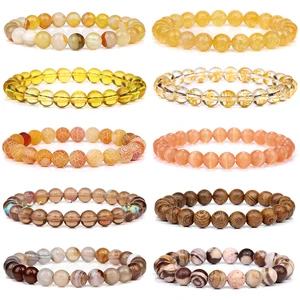 Tiger Eye Audit Armband für Männer und Frauen, 8 mm, gelb, orange, braun, kristallcitrinen, heilender Schmuck, Geschenke 6 Hauptverkaufsarmbänder mit Orangensteinen - №2