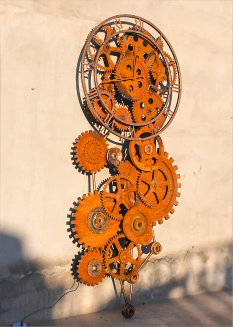 luxury large metal industrial style gear wall clock