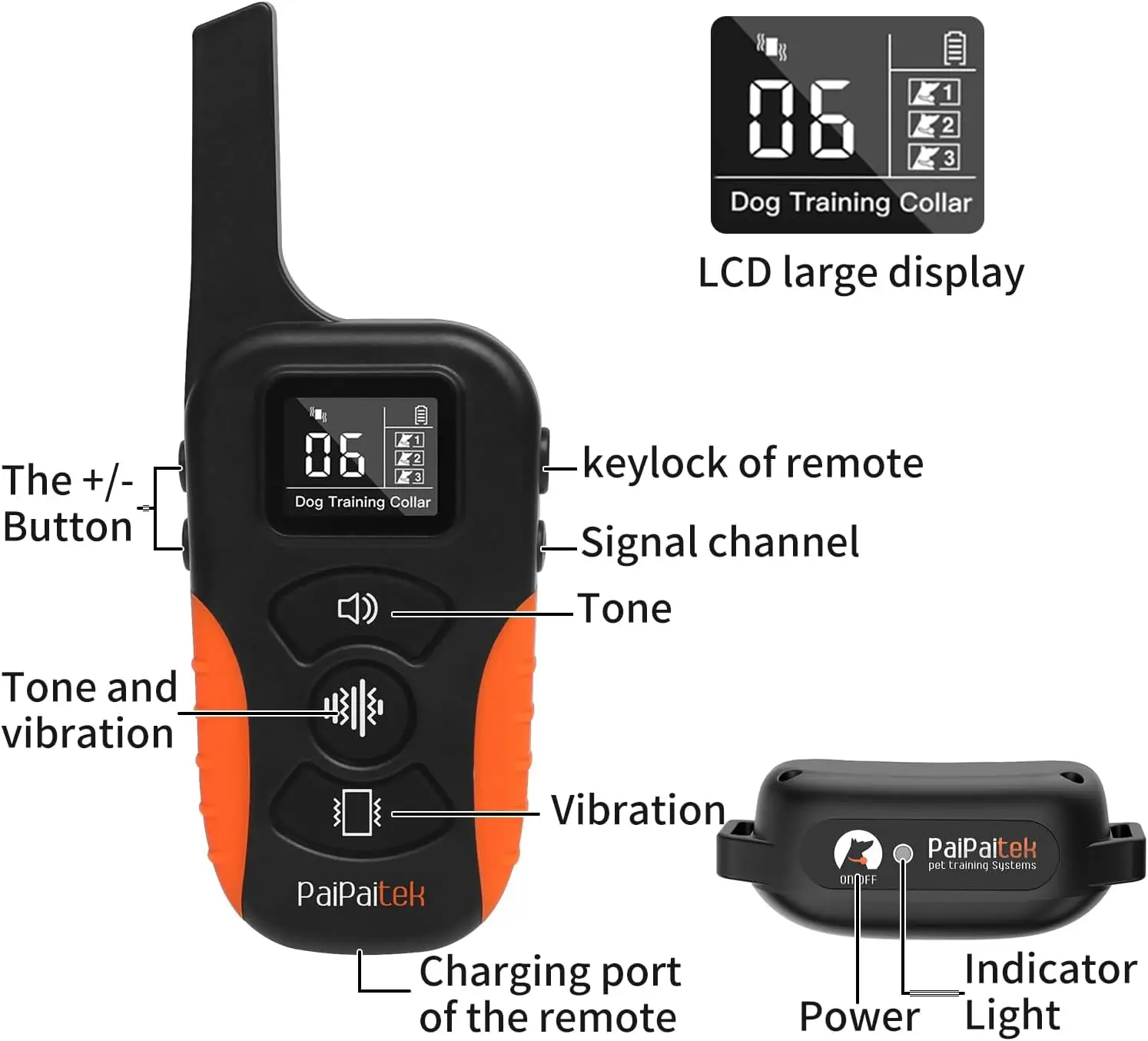 Vibrating Dog Collar No Shock, 3300ft Remote Dog Training Collar with Beep & Vibration, Behavior Training Collar for All Dogs view 6