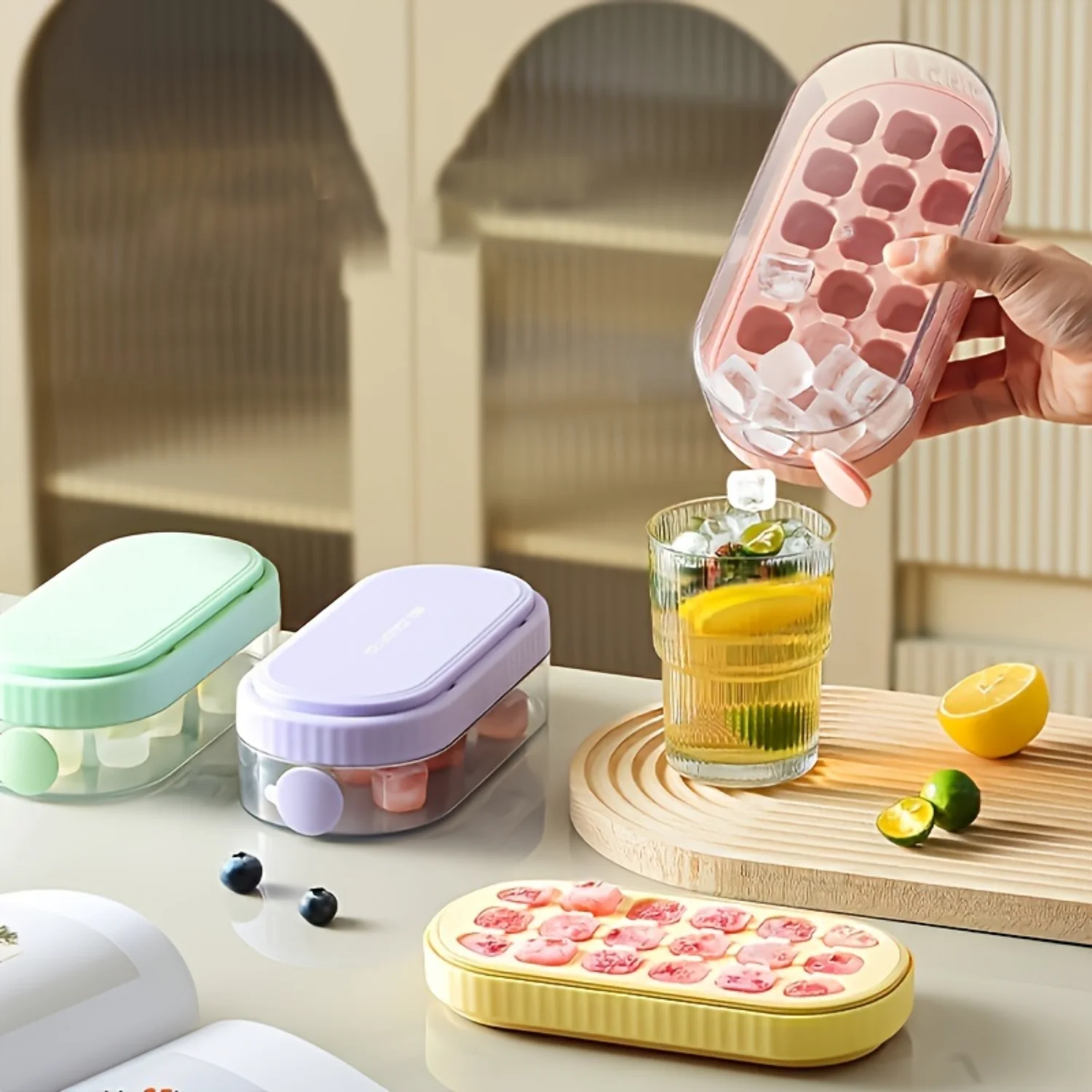 

1pc, Ice Cube Mold, Silicone Ice Cube Tray, Multifunctional Household Chocolate Mold With Removable Lid, Stackable Ice Trays Wit