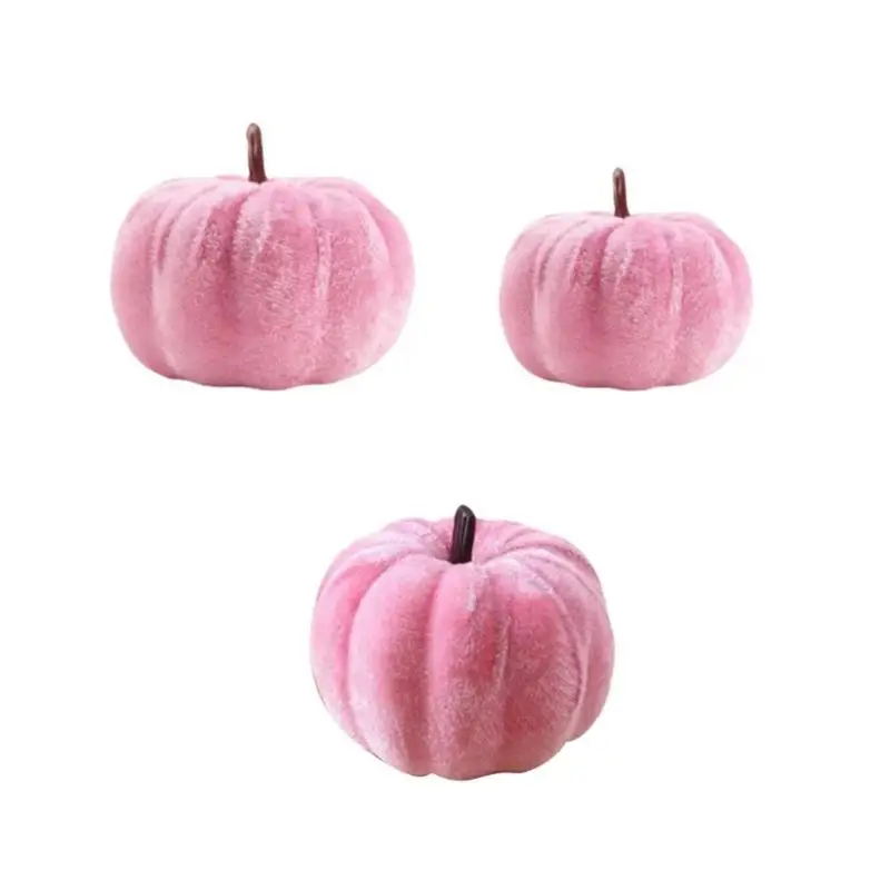 

G6KF Artificial Velvety Fabric Pumpkins Ornament For Christmas Thanksgiving Halloween