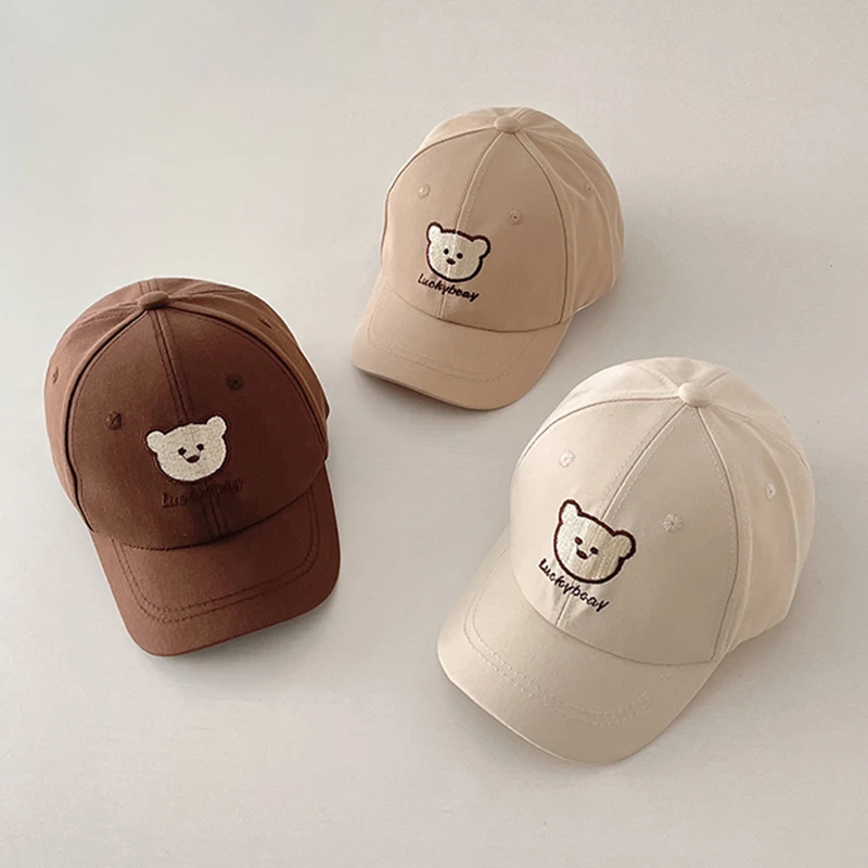 New Summer Adjustable Baby Baseball Cap Toddler Cartoon Bear Embroidery Cute Hats For Kids Girl Boy Soft Cotton Bonnet Sun Hat