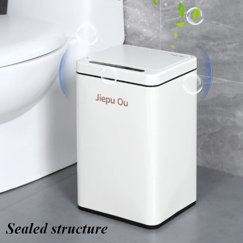 Large Capacity Waste Bins Stainless Steel Trash Can Intelligent Induction Trash Can Silent Automatic Living Room Waste Bin