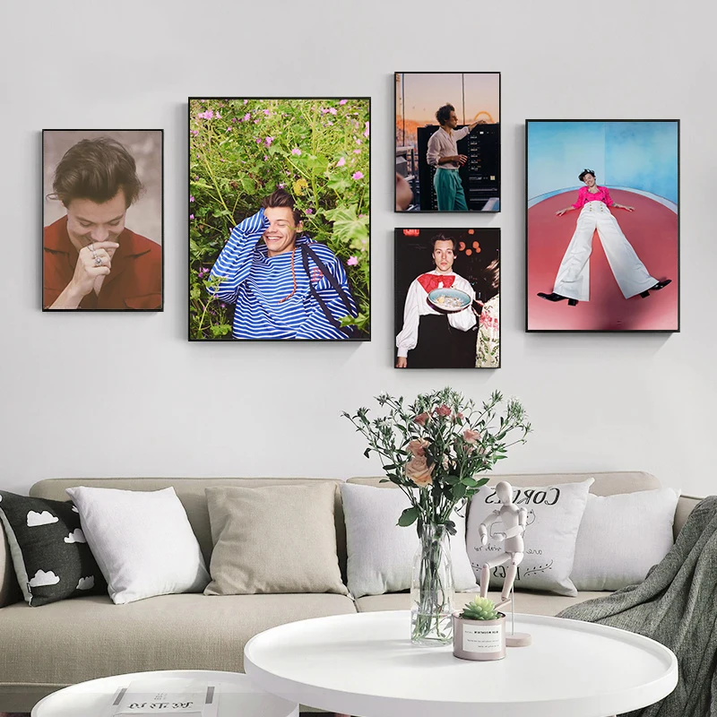 Famous Singer Portrait Harris_Styles Canvas Painting Pop Music Posters and Prints Wall Art Pictures for Living Room Home Decor