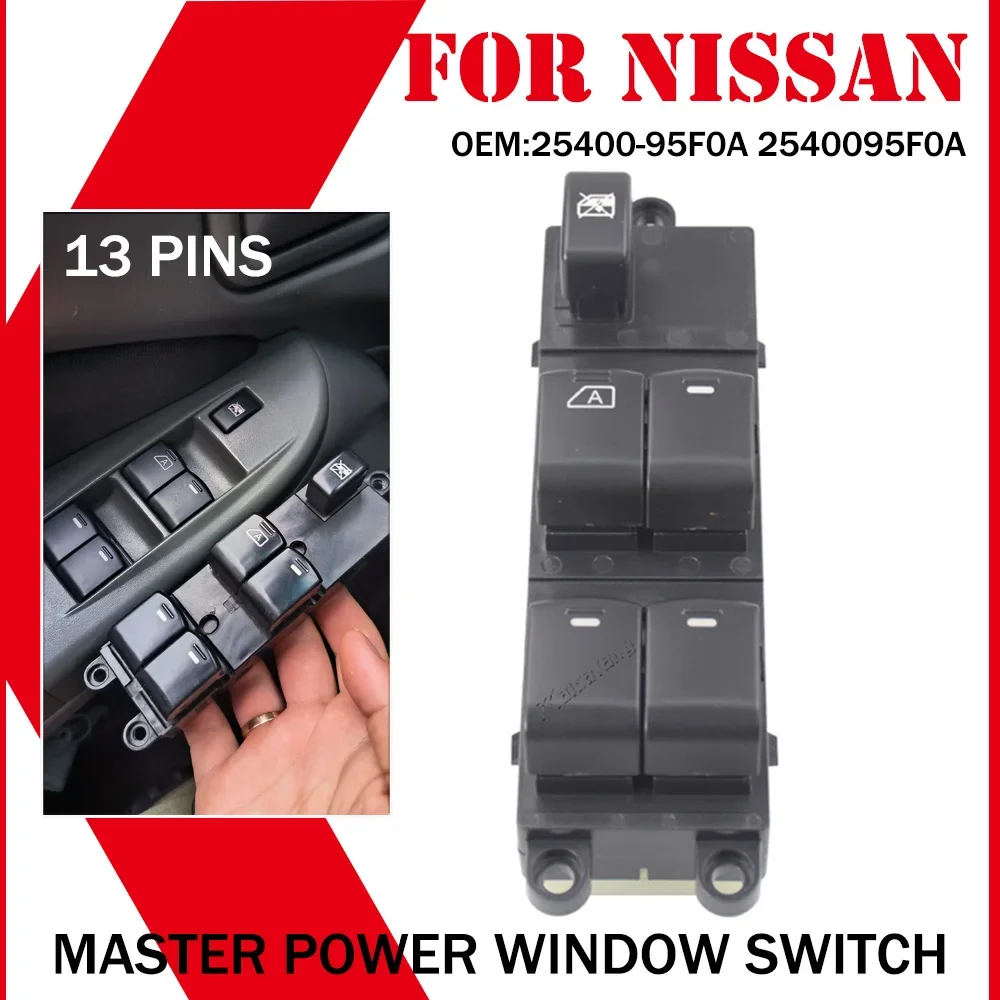 Malcayang-interruptor de Control de ventanilla eléctrica para coche, para Nissan Sunny Almera 2006, 2007, 2008, 2009, 2010, 2011, 2012, estilo de coche