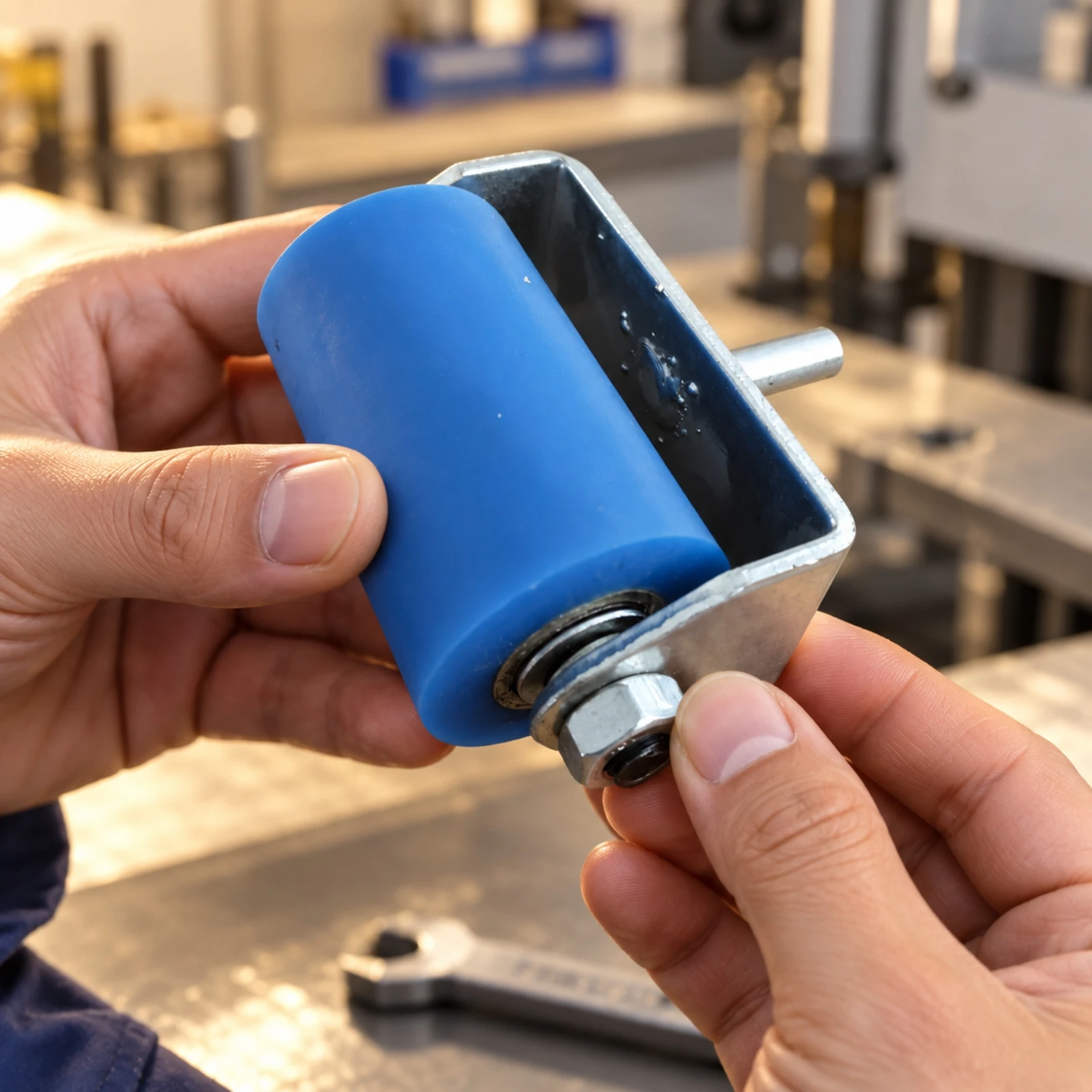 Machine Component Bracketed Silicone-Coated Roller for Woodworkers, Film Covering Applications