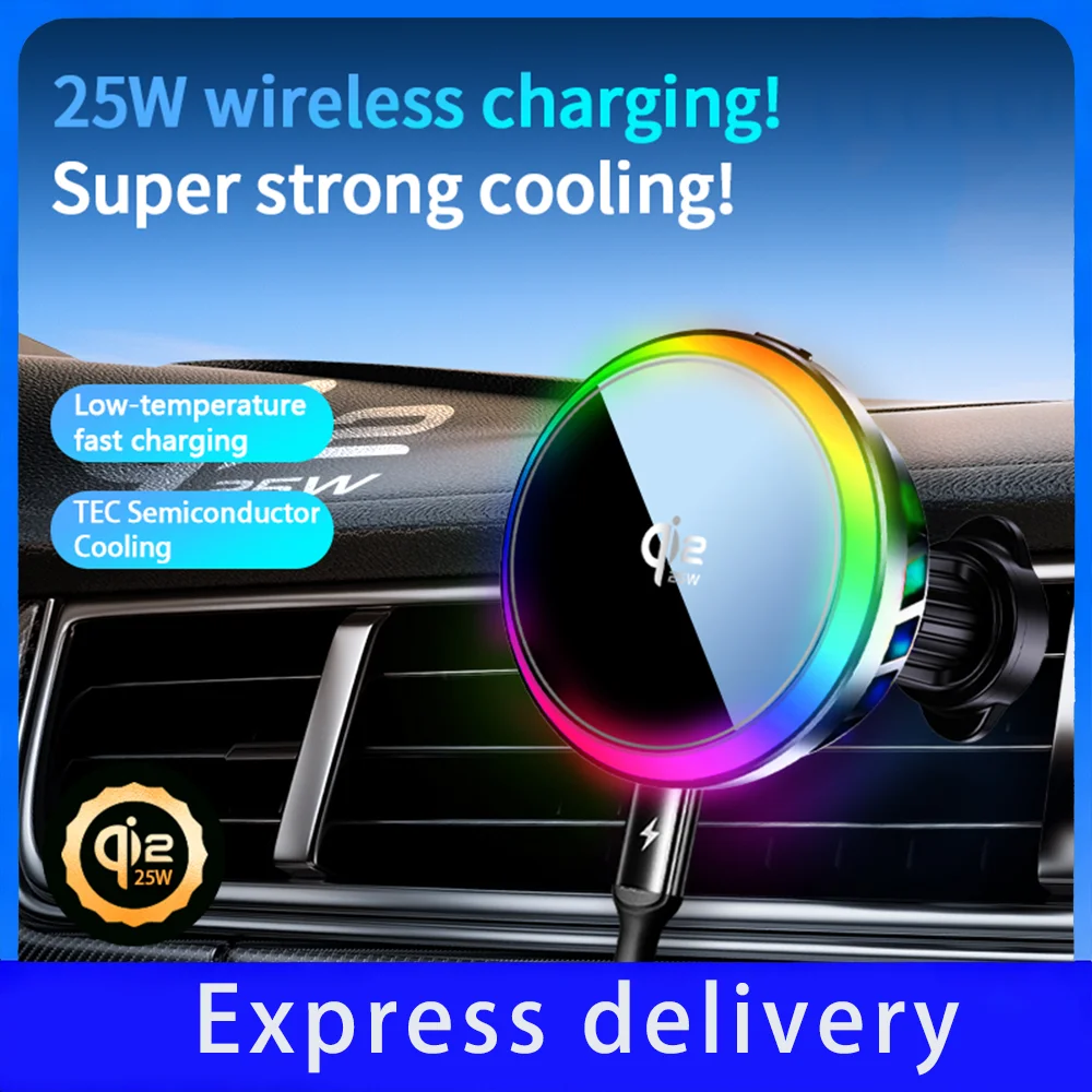 

25w Magnetic Wireless Charger For Magsafe Iphone 17/16/15/13/12 Android Semiconductor Heat Dissipation And Fan Phone Rgb Bracke