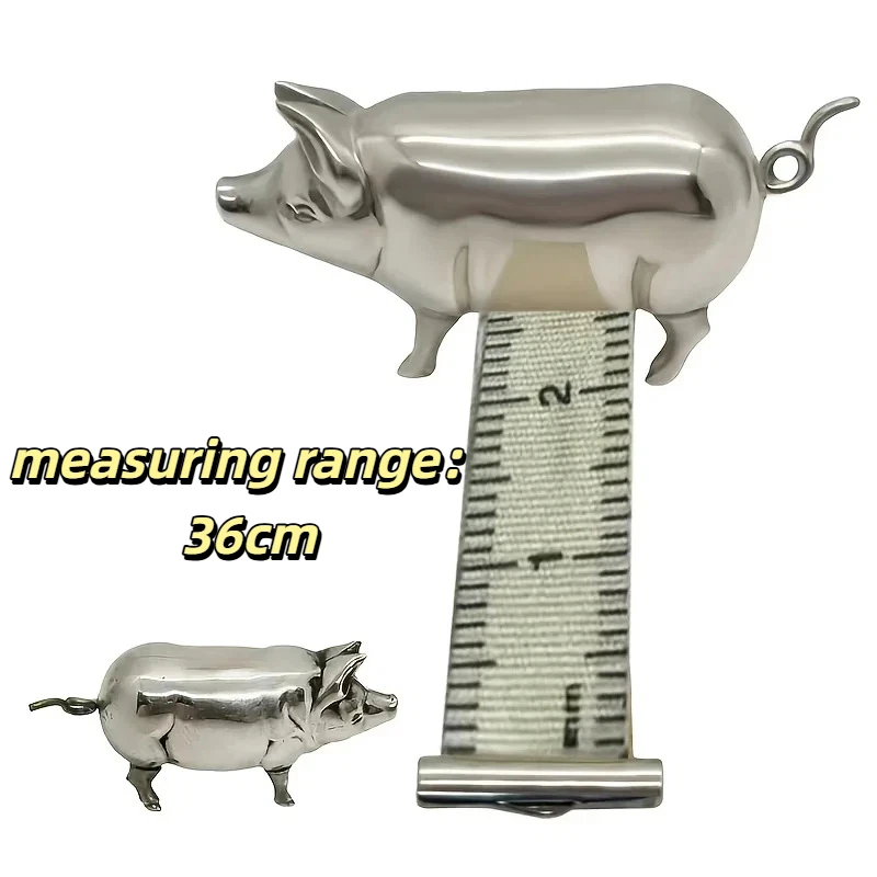 Vintage Brass Pig Figural Tape Measure Antique Style Retractable Sewing Keychain Ruler Unique Collectible Gift for Tailor