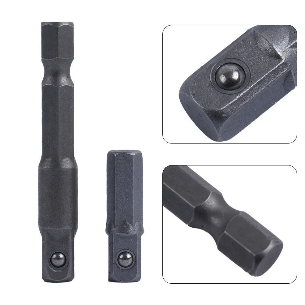 Adaptador de enchufe de 2 piezas, convertidor de llave de varilla de extensión de vástago hexagonal de 1/4 pulgadas, 25/50mm para taladro conductor