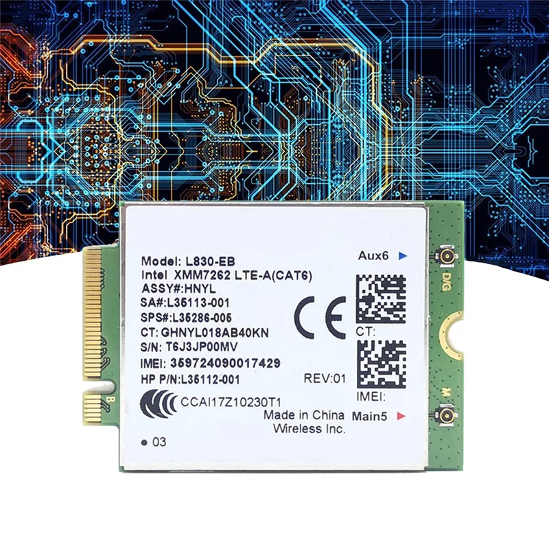 ABQR L830-WIFI-Karte + 2XAntenne 4G LTE L830 L35286-005 LTE-Modul Cat6 300 Mbit/s für 640 650 G5 840 846 850 G6 X360 830