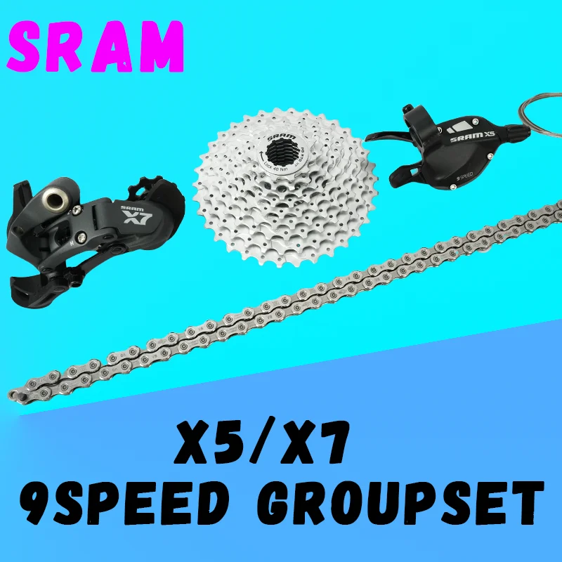 SRAM x5 x7 9 speed 11-34T  folding bike Groupset Bike Kit Trigger Shifter Rear Derailleur PG pg-970 Cassette K7 LG500/KMC Chain