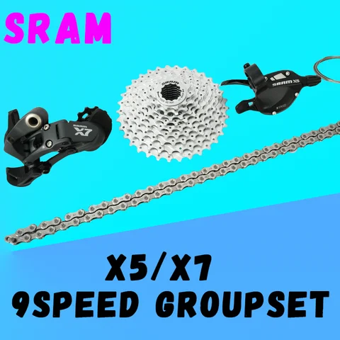 SRAM x5 x7 9 speed 11-34T  folding bike Groupset Bike Kit Trigger Shifter Rear Derailleur PG pg-970 Cassette K7 LG500/KMC Chain