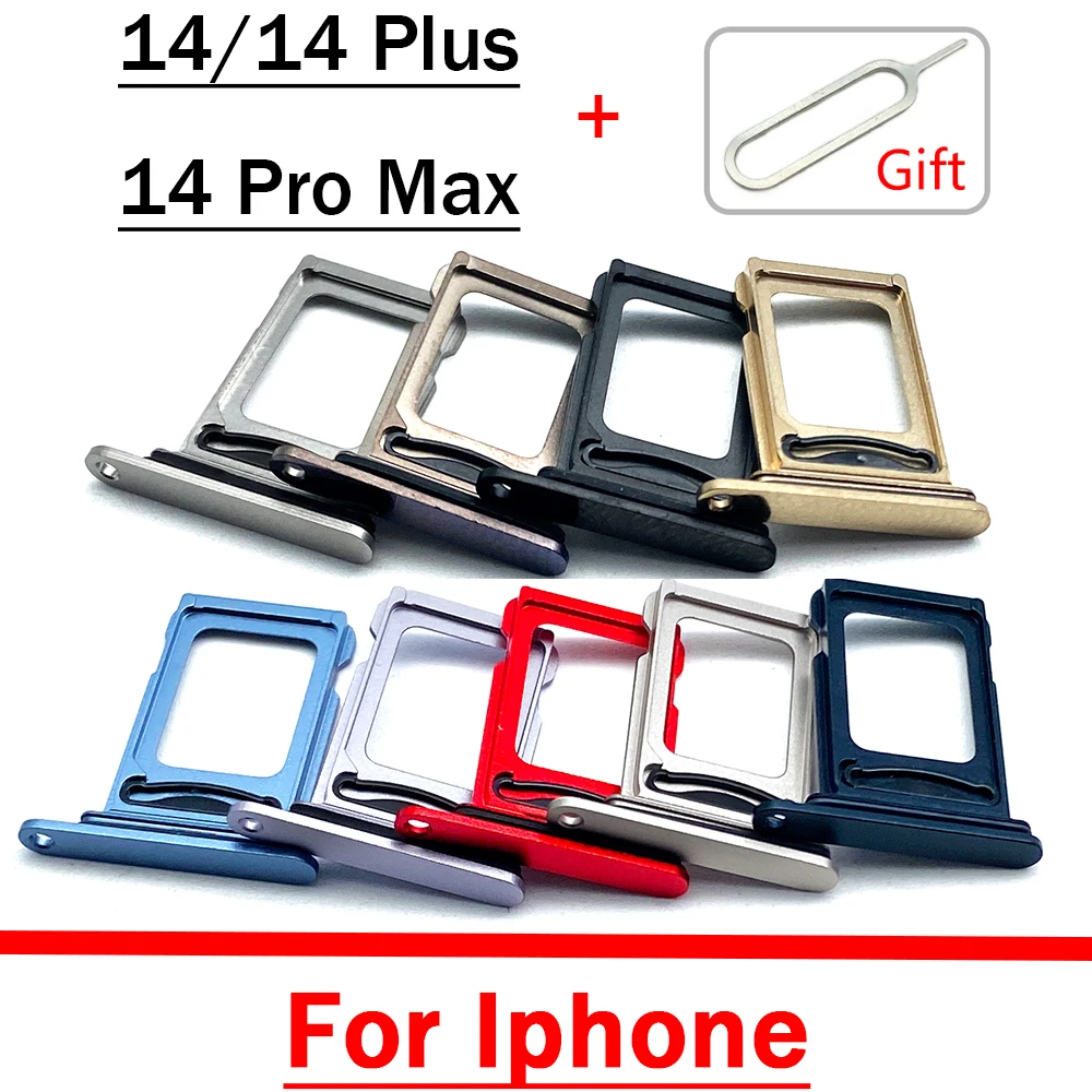 2Pcs，New SIM Card Tray Holder For IPhone 14 Plus / 14 Pro MAX Sim Card Tray Slot Holder Adapter Replacement Parts + Pin