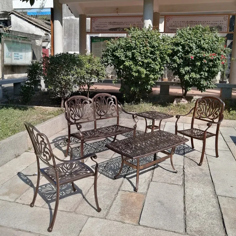 for Anti-rust Outdoor Cast Aluminum Sofa 5-Piece Set Balcony Courtyard Pavilion Villa Leisure Negotiation Tea Table and