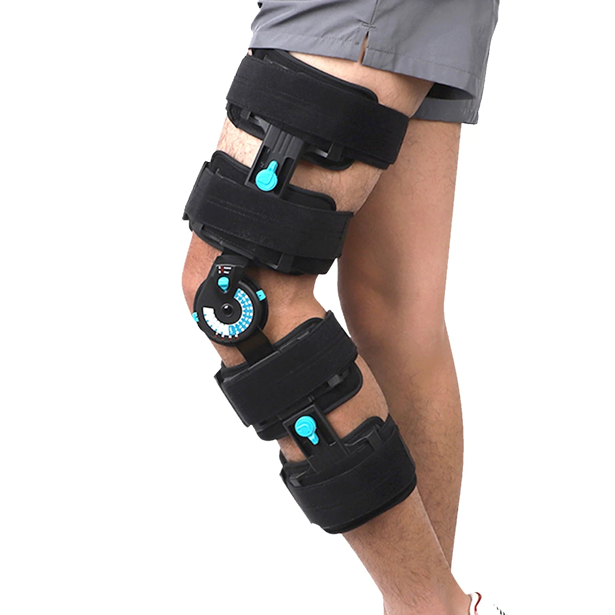 

Hinged Knee Brace for Men and Women, ROM Adjustable Post Op Knee Support Orthosis Immobilizer Protector for Left Leg, Right Leg