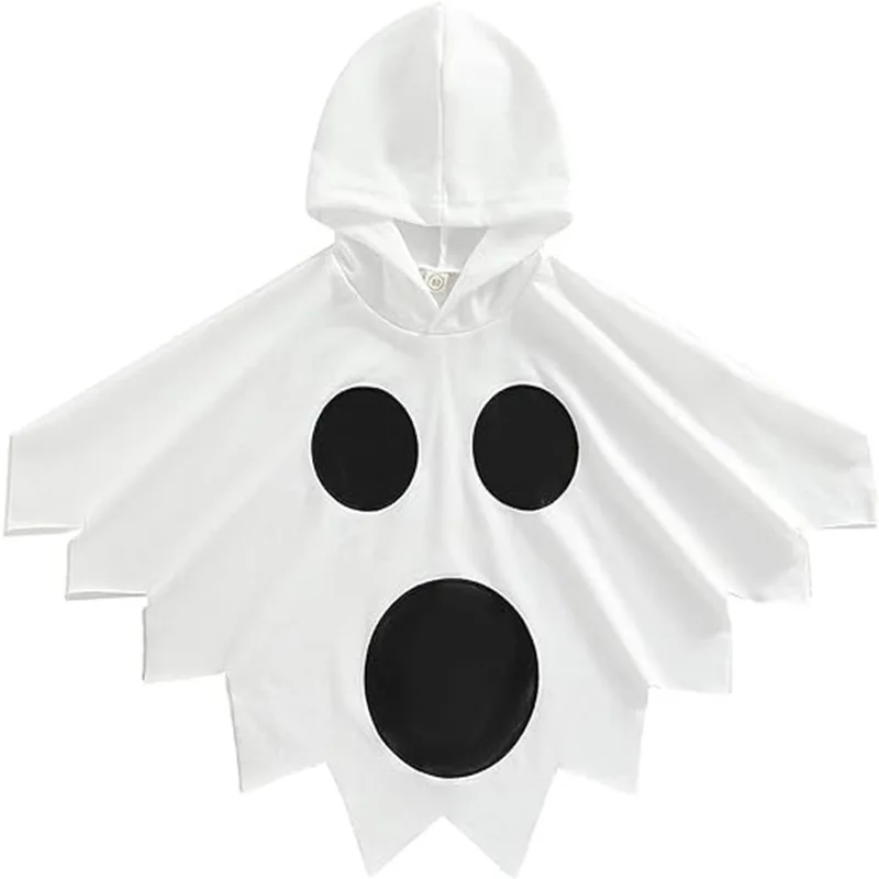 Children Halloween Cloak Hooded Sewing Ghost Pattern Costumes 2024 New Fashion Hot Sell Cosplay Role Play Child Holiday Outfi