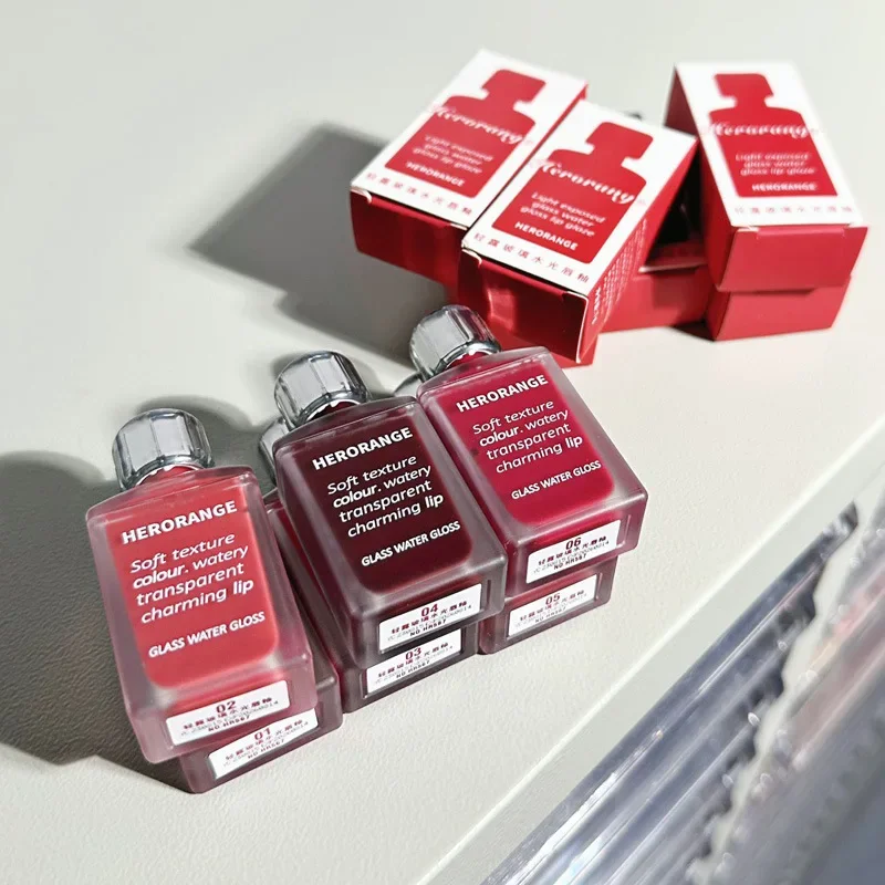 Maquiagem hidratante batom líquido, sem água, de longa duração, vermelho, chá, vermelho, espelhado, rosa, coreano cosméticos, 6 cores