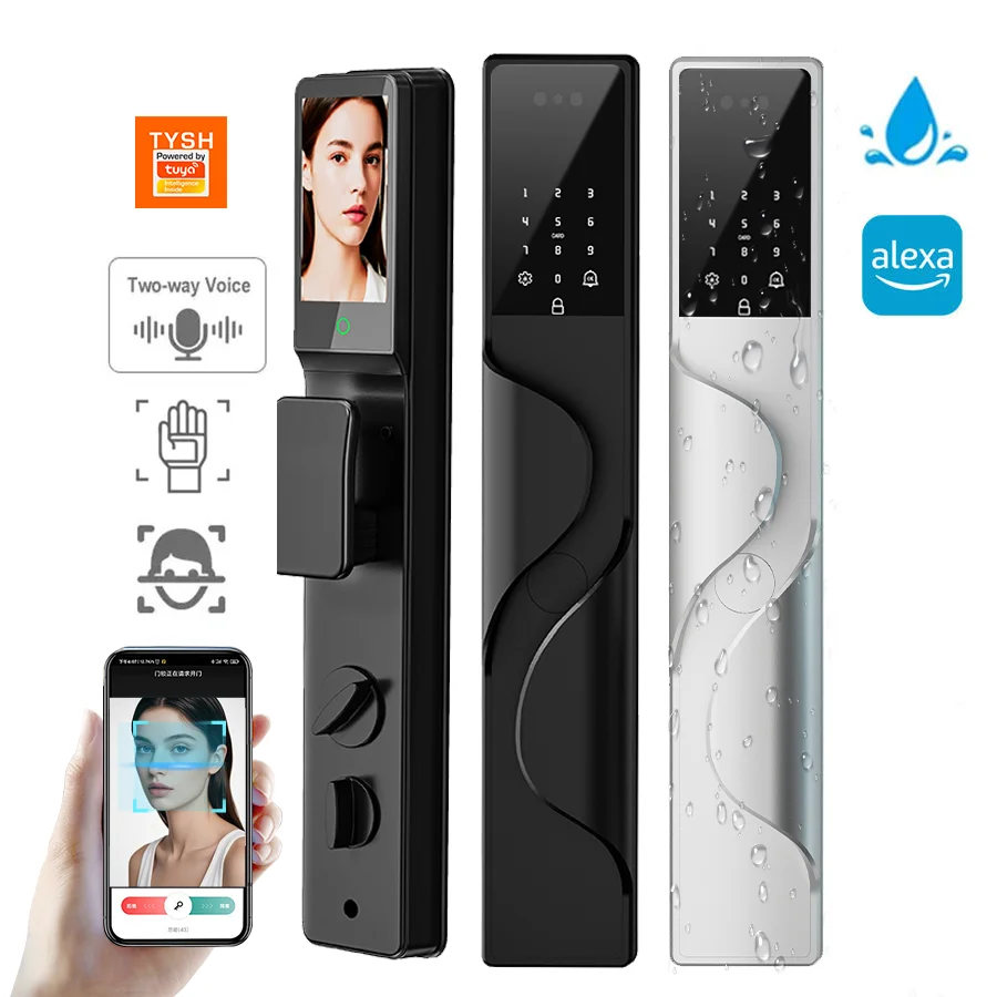 Real Time Intercom Palm Vein Recognition Intelligente Tuya Wifi 3DFace Unlock Outdoor Front Smart Digital Door Lock With Camera