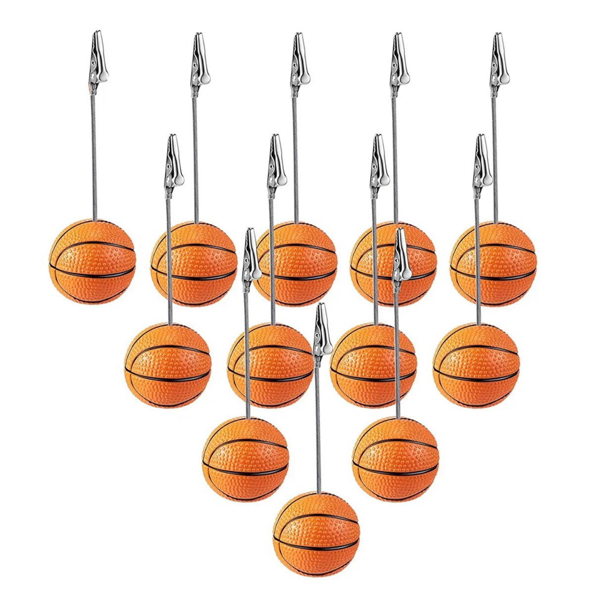 12 Pcs Resin Sports Ball Base Memo Clips with Alligator Wire Table Number Card Place Holders (Basketball)