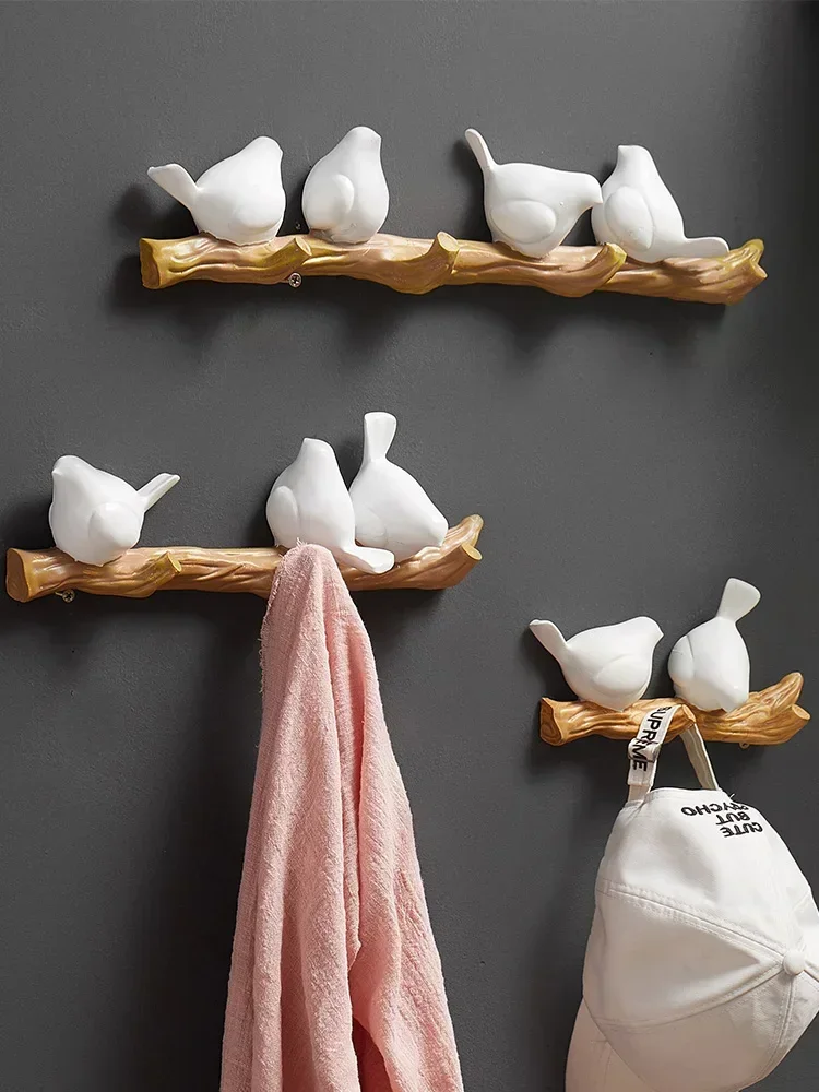 Resin Bird hanger key kitchen Coat Clothes Towel Hooks Hat Handbag Holder Wall Decorations Home Accessories Living Room Hanger