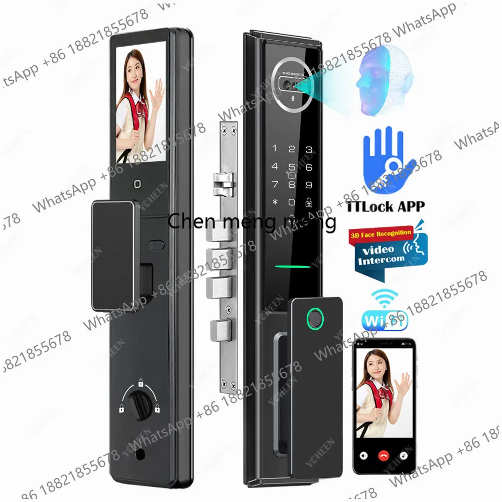 Biometric Palm Vein Face Fingerprint Recognition Smart Lock TTlock Wifi App Code Digital Door Lock Key Card Video Intercom Lcok