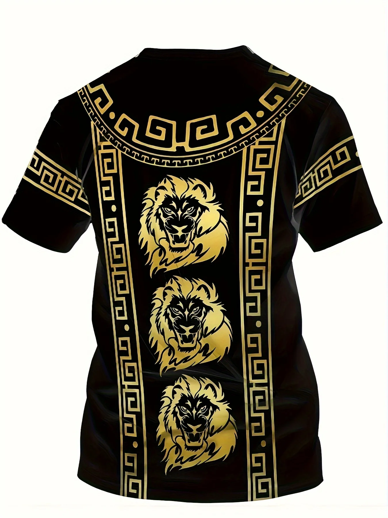 Luxury Men\'s T-Shirt Animal Tees Gold Lion 3d Print Short Sleeved T-Shirt Summer Casual Men\'s Clothing Oversized European Tops