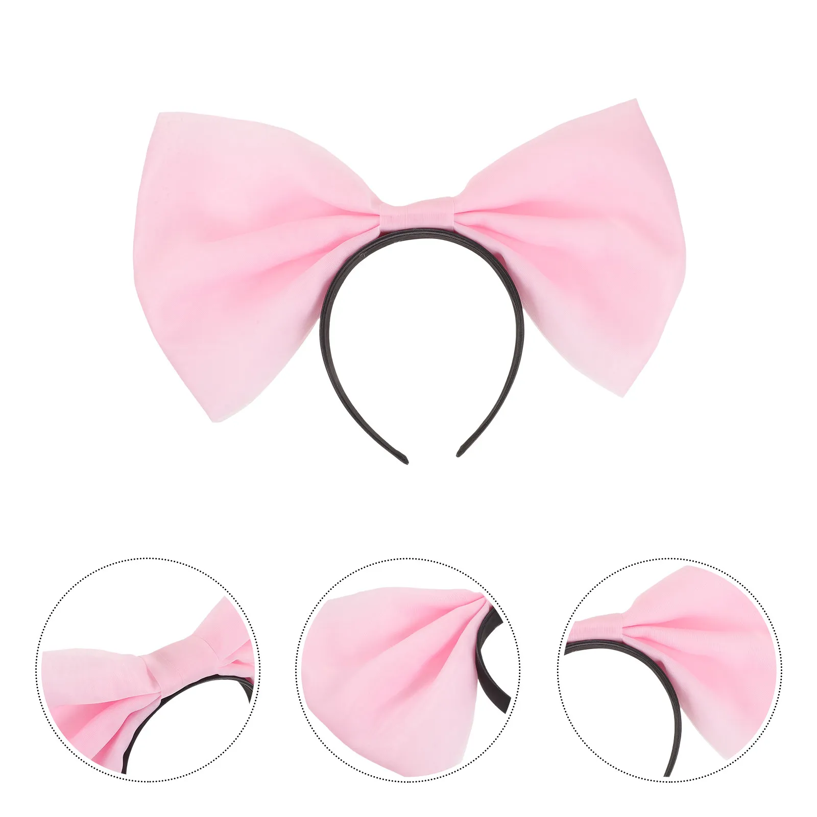 Big Bow Headband Large Pink Satin Bowknot Stylish Lightweight Breathable Headband for Women Holiday Party Cosplay Adult Hair