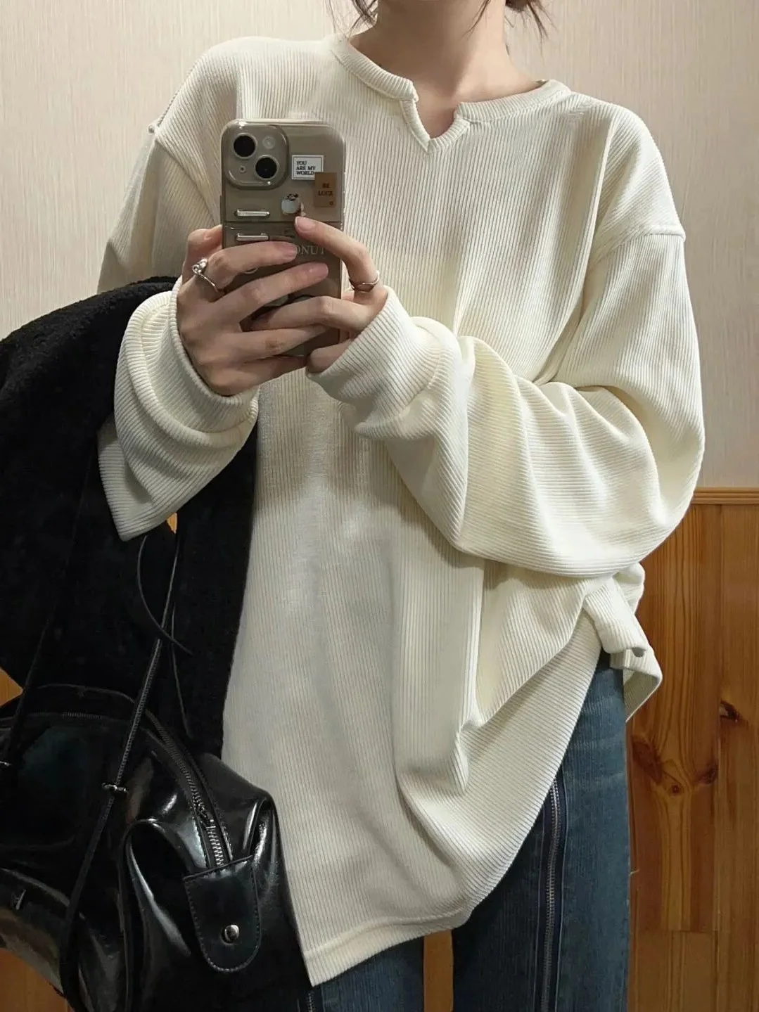 

plus Size Women's Long Sve T-irt Loose Casual Thin V-ne Spring Autumn Faionable Versatile Top for Heavy Girls