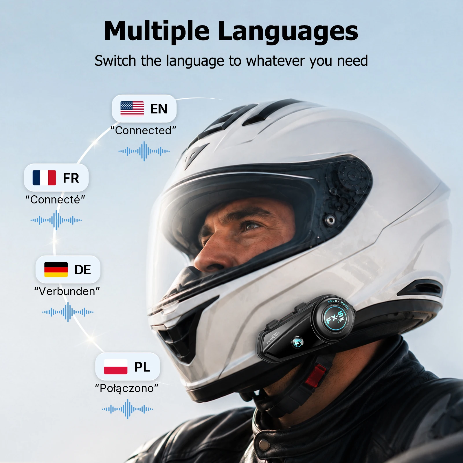 2PCS Fodsports FX-S PRO Motorycle Intercom 2-Way Helmet Bluetooth Headset
