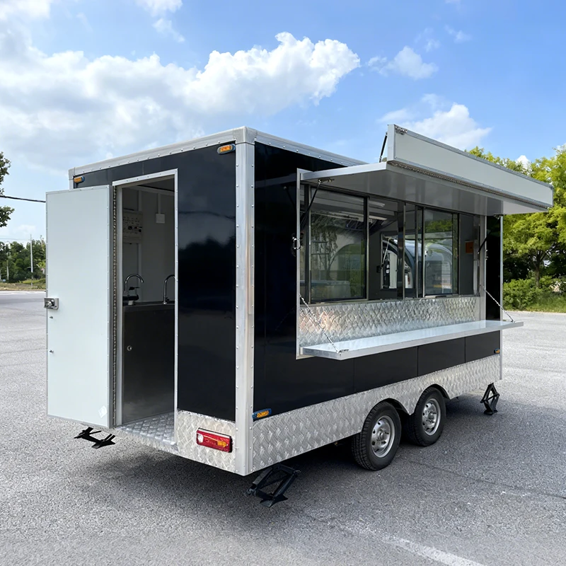 Customized Outdoor Luxury Mobile Food Truck Trailer Stainless Steel Food Carts And Food Trailers Commercial Fast Trailer