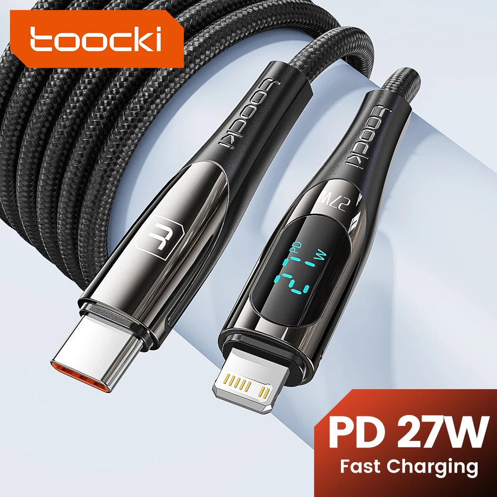 Toocki PD 27W Type C Cable for iPhone 14 13 12 11 2.4A USB Lighting Cable for iPhone Airpods iPad Fast Charging USB C Lighting