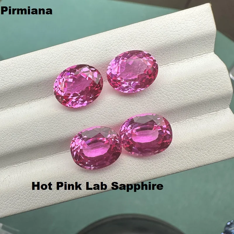 Ярко-розовый лабораторный сапфир Pirmiana, овальная фотография для изготовления ювелирных изделий своими руками