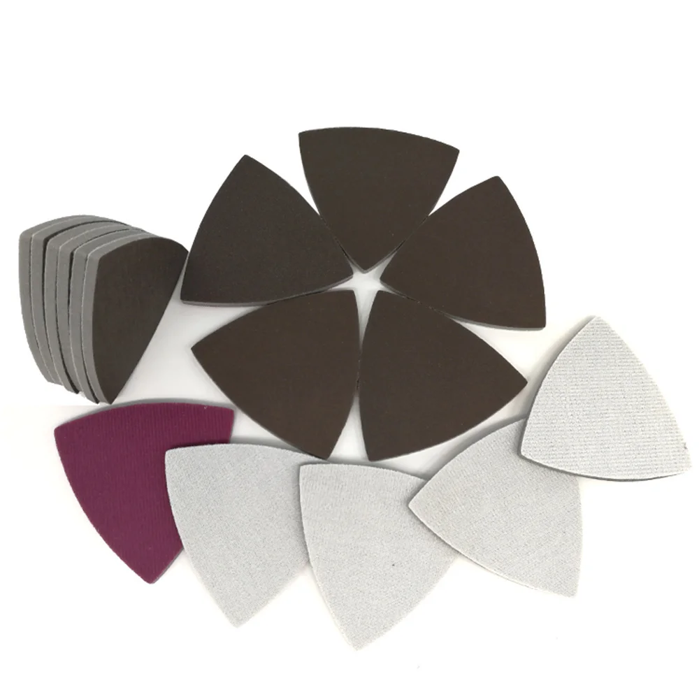 90*90*90มม.ฟองน้ำขัดสีแดงแผ่นสามเหลี่ยมกระดาษทราย Hook & Loop 300-2000 Grit Abrasive แผ่นขัดสำหรับไม้โลหะขัด