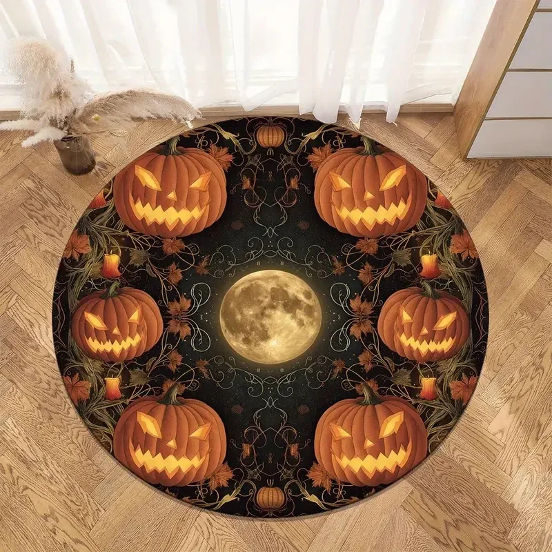 

Круглый ковер с тыквой на Хэллоуин — нескользящий напольный коврик для гостиной, спальни и детской игровой площадки, праздничный сезонный декор