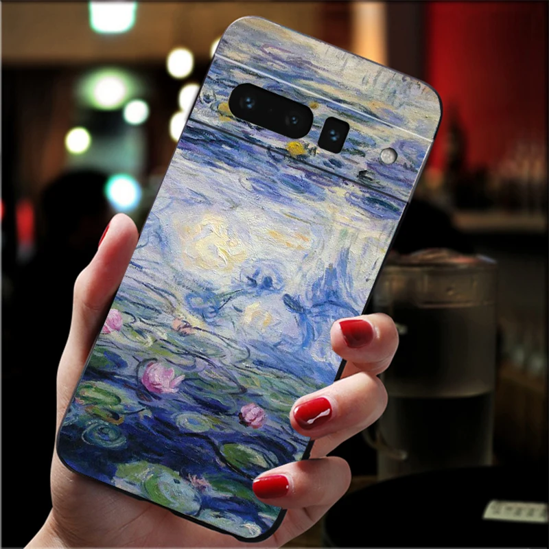 حافظة لهاتف جوجل بيكسل 10 9 برو XL 9A 8 7 6 برو بيكسل 8A 7A 6A بكسل 8 7 6 5 كلود مونيه جاردن لوتس بريدج