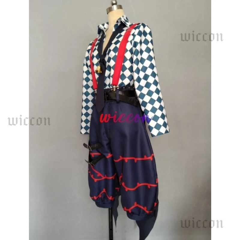 لعبة الشيطان بتلر لاتو باكا أزياء تنكرية لاتو زي مع جرس 1 متر شعر مستعار للهالوين كرنفال لعب الأدوار للرجال والنساء