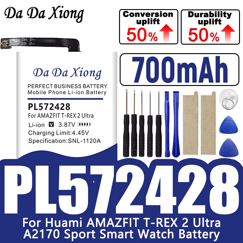 DaDaXiong New PL572428 700mAh Battery For Huami AMAZFIT T-REX 2 Ultra A2170 Sport Smart Watch Batteries