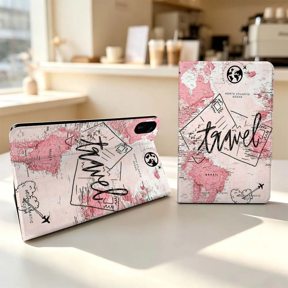 Heart World Map For Xiaomi Poco Redmi Pad 8 2 4 5 6 6S 7 7S SE Pro Max 14 11 8.7 11.2 12.5 Inch Tablet Case Fashion
