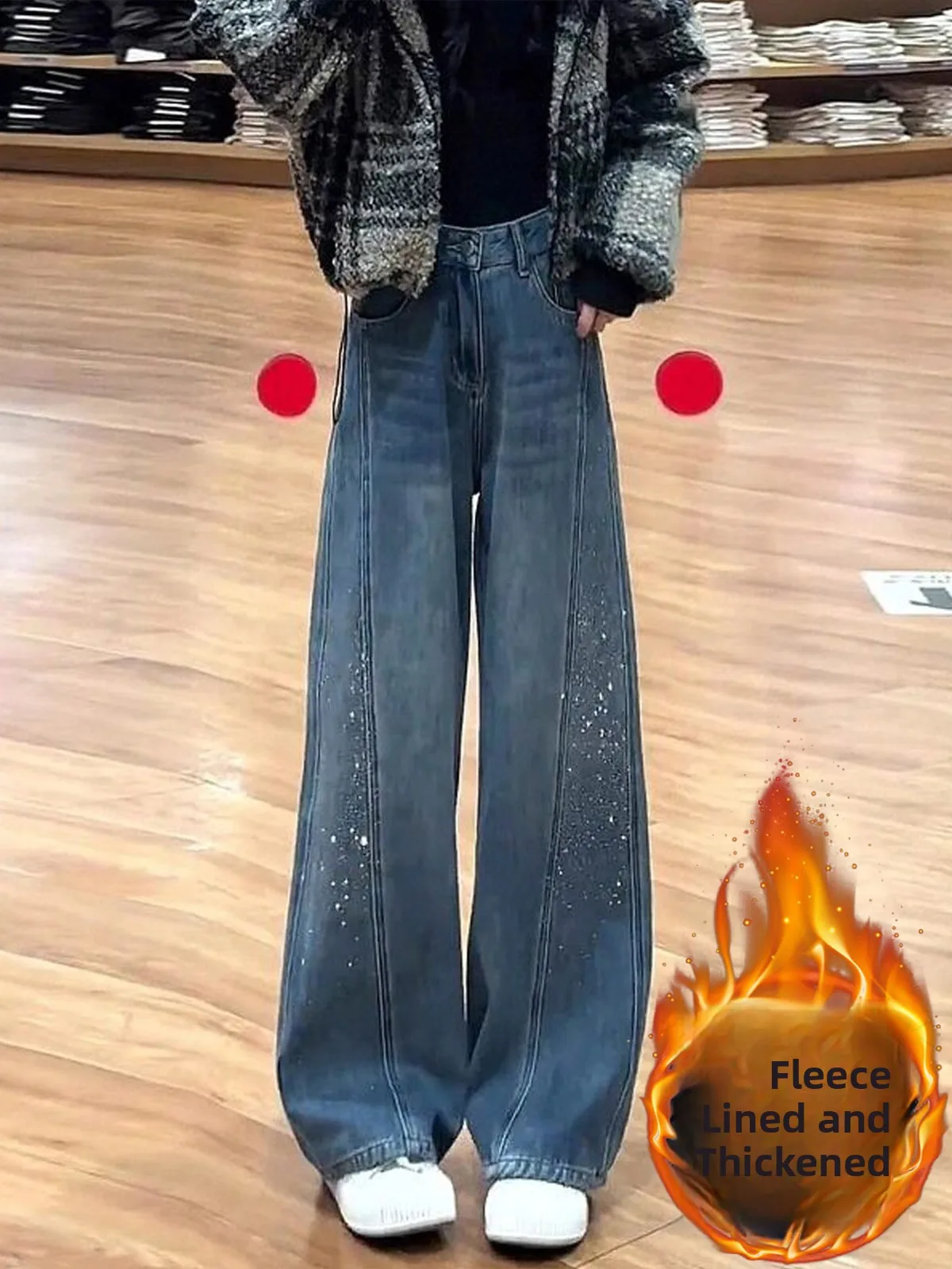 

Женские джинсы Heavy Du с дизайном из страз и изогнутым кроем, весенняя новинка, модные свободные драпированные брюки с эффектом похудения, широкие штанины